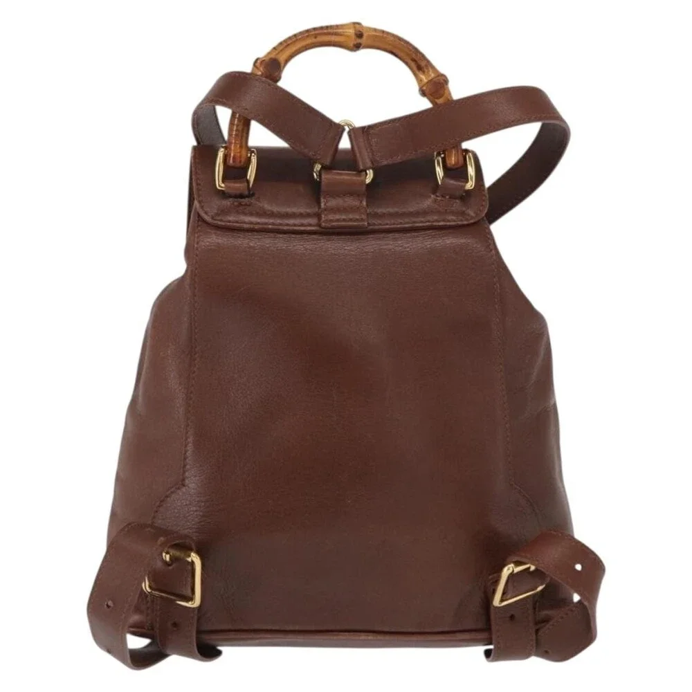 Gucci Bamboo Leather Backpack Brown